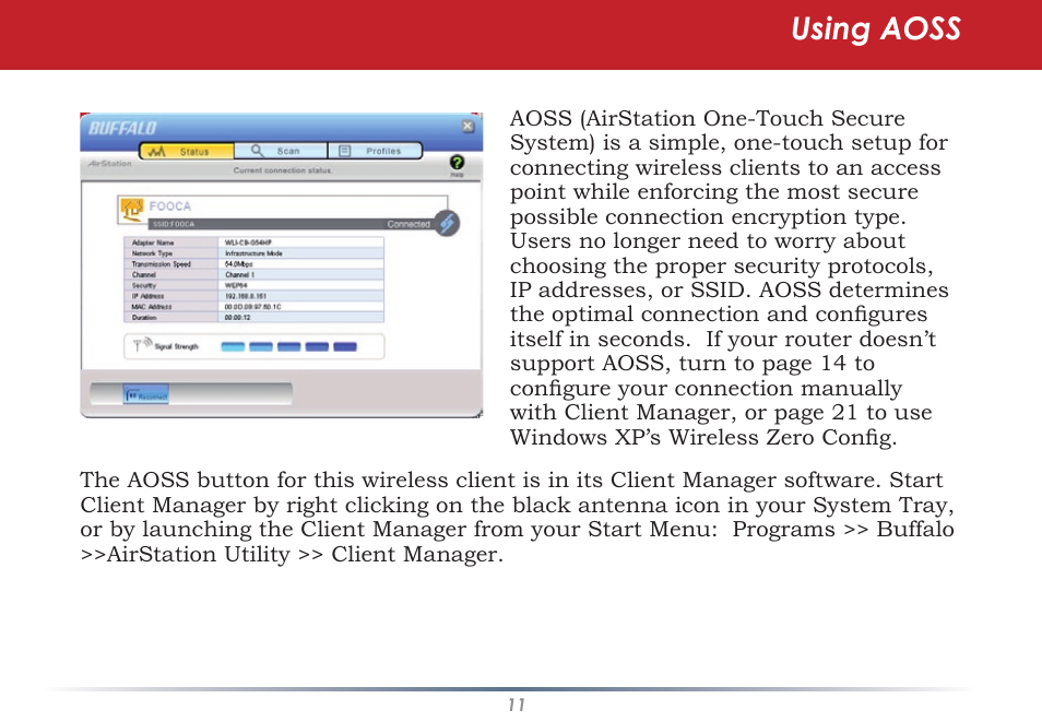 Using aoss | Buffalo Technology WLI-CB-AG108HP User Manual | Page 11 / 43