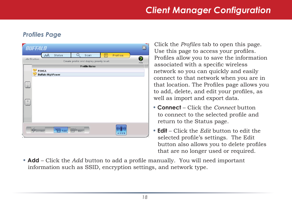 Client manager configuration | Buffalo Technology WLI-CB-AG108HP User Manual | Page 18 / 43