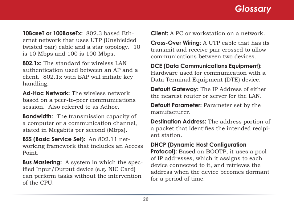 Glossary | Buffalo Technology WLI-CB-AG108HP User Manual | Page 28 / 43