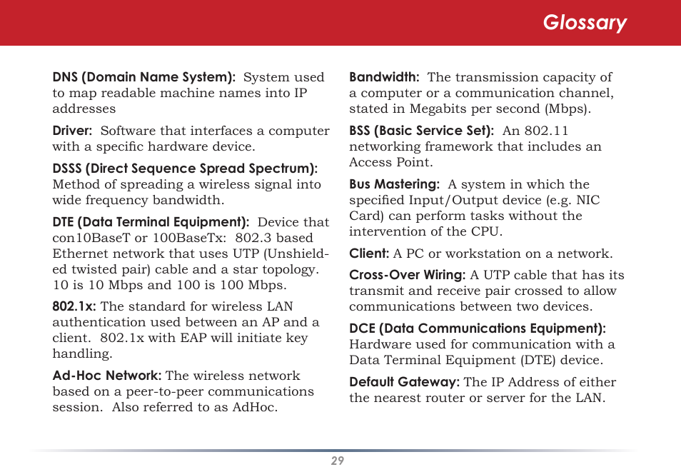 Glossary | Buffalo Technology WLI-CB-AG108HP User Manual | Page 29 / 43