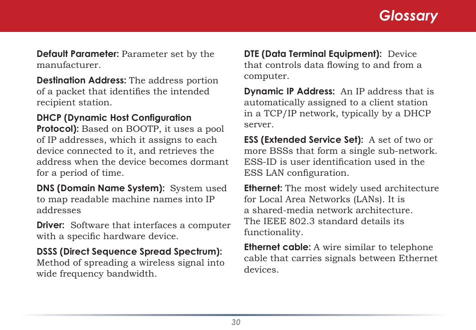 Glossary | Buffalo Technology WLI-CB-AG108HP User Manual | Page 30 / 43