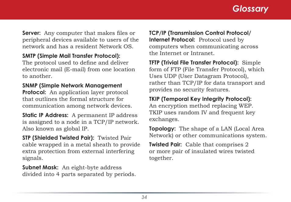 Glossary | Buffalo Technology WLI-CB-AG108HP User Manual | Page 34 / 43