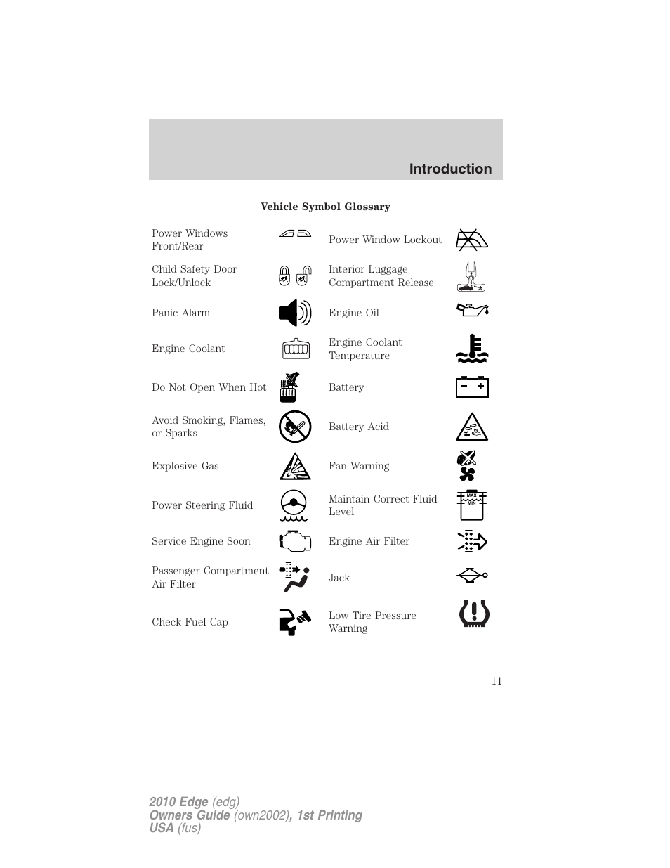 Introduction | FORD 2010 Edge v.1 User Manual | Page 11 / 328