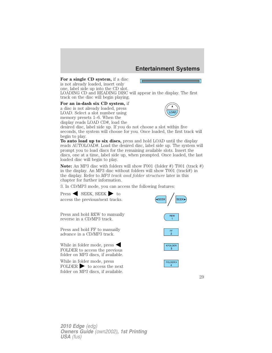 Entertainment systems | FORD 2010 Edge v.1 User Manual | Page 29 / 328