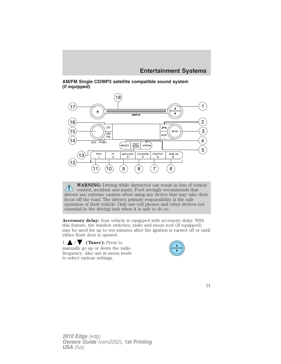 Am/fm stereo with cd, Entertainment systems | FORD 2010 Edge v.1 User Manual | Page 31 / 328