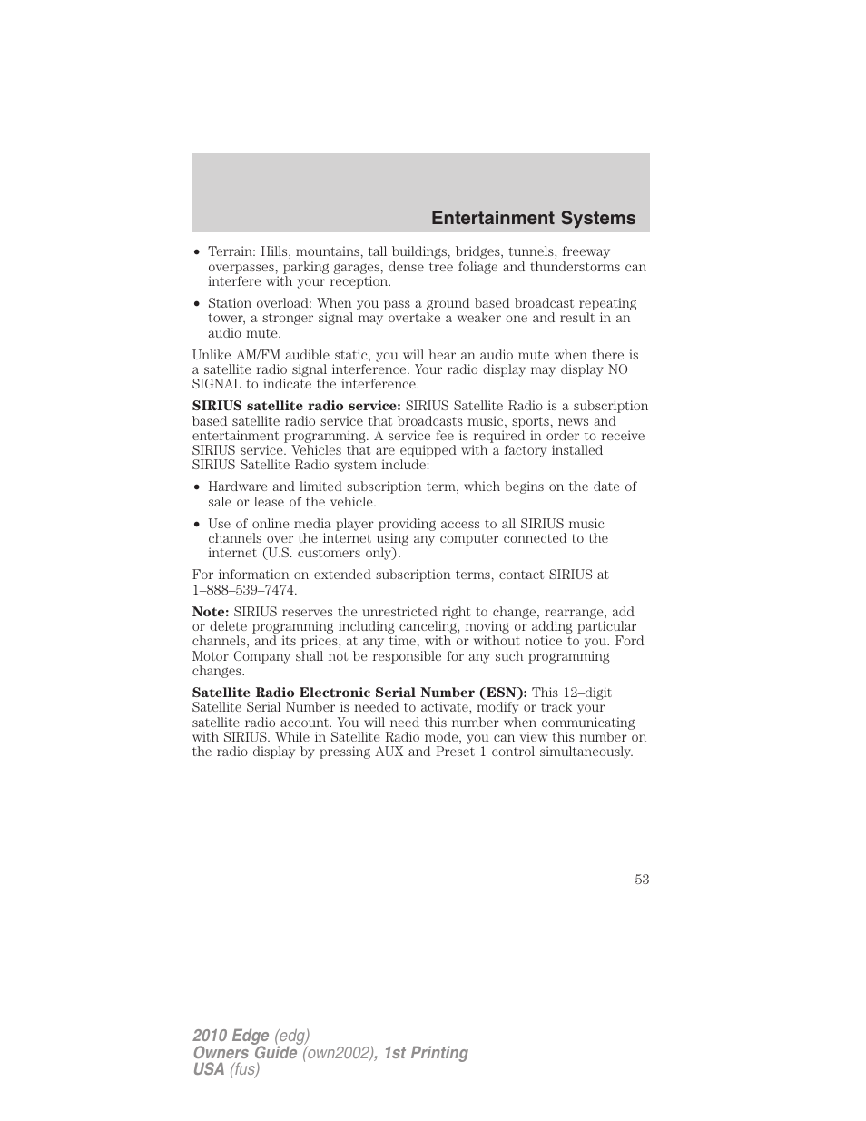 Entertainment systems | FORD 2010 Edge v.1 User Manual | Page 53 / 328