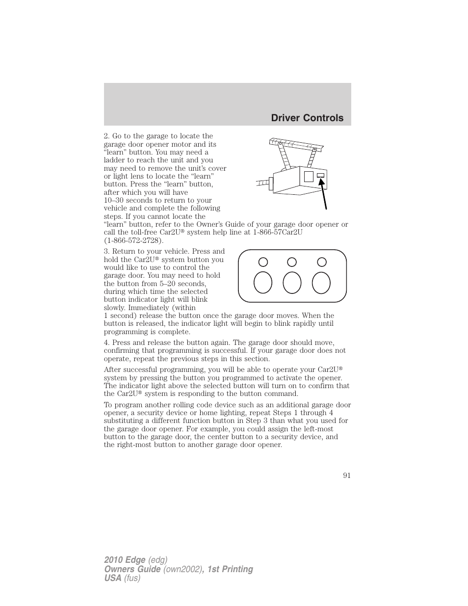 Driver controls | FORD 2010 Edge v.1 User Manual | Page 91 / 328