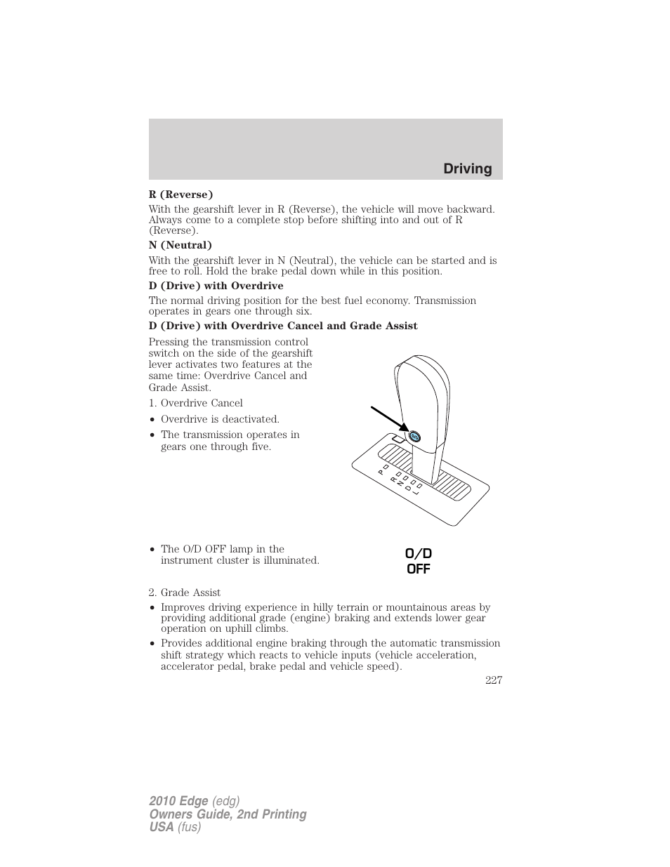 Driving | FORD 2010 Edge v.2 User Manual | Page 227 / 324