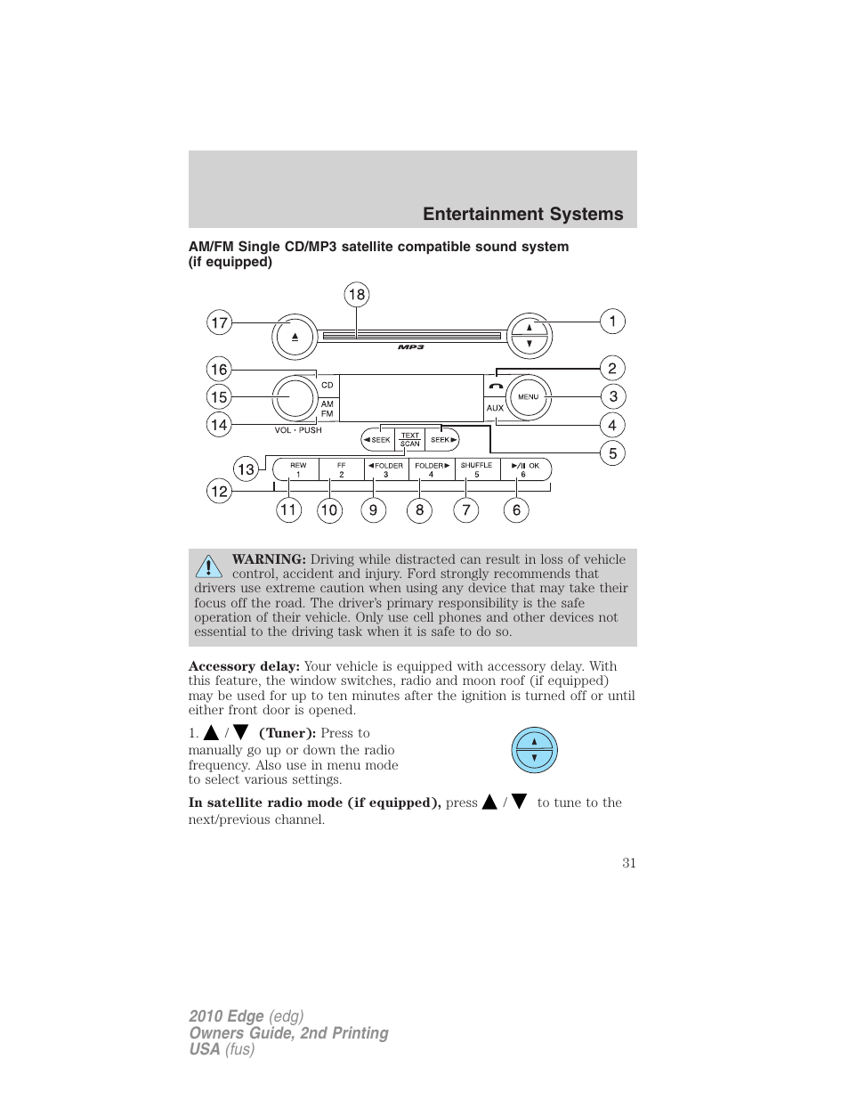 Am/fm stereo with cd, Entertainment systems | FORD 2010 Edge v.2 User Manual | Page 31 / 324