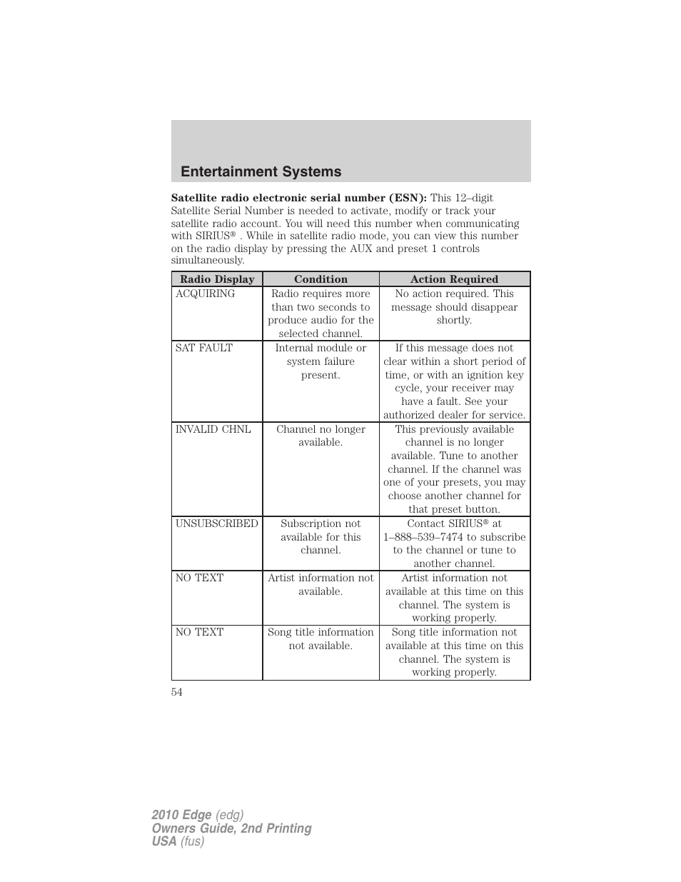Entertainment systems | FORD 2010 Edge v.2 User Manual | Page 54 / 324