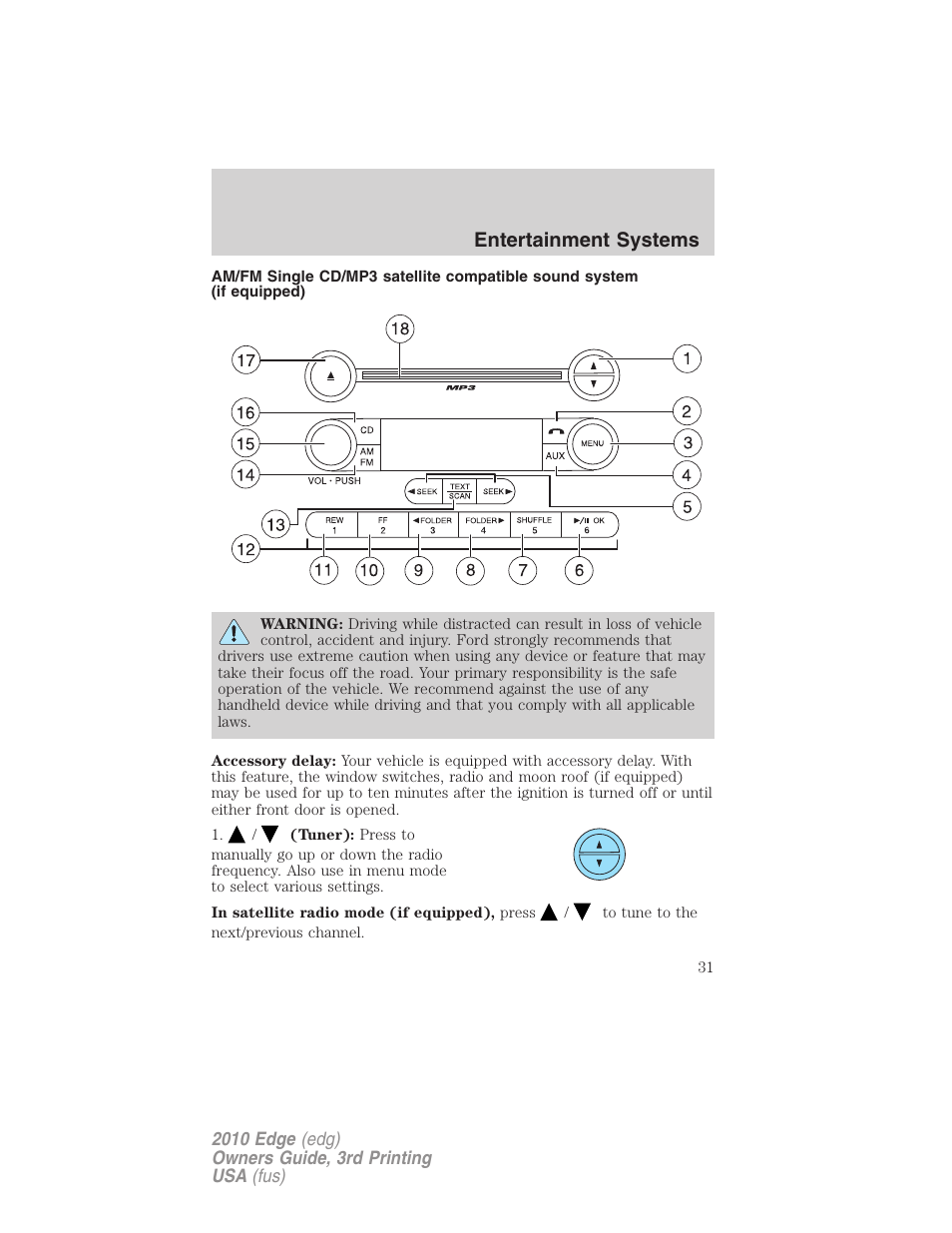 Am/fm stereo with cd, Entertainment systems | FORD 2010 Edge v.3 User Manual | Page 31 / 326