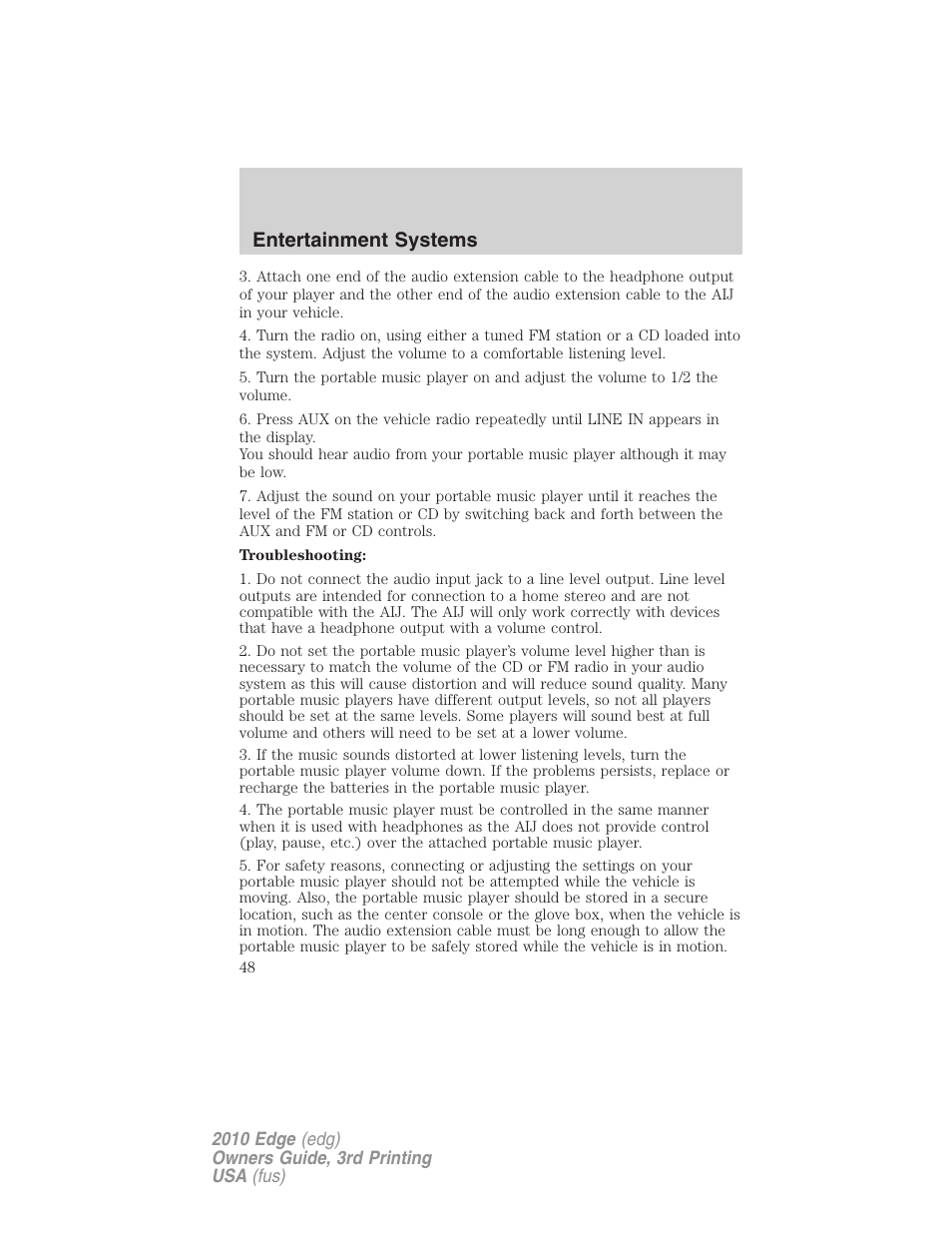 Entertainment systems | FORD 2010 Edge v.3 User Manual | Page 48 / 326
