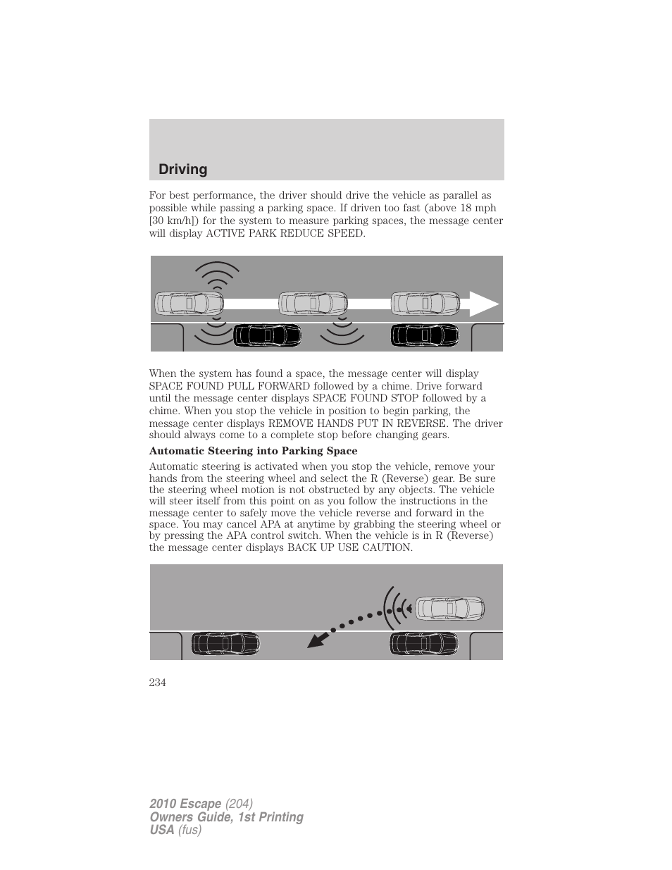 Driving | FORD 2010 Escape v.1 User Manual | Page 234 / 345