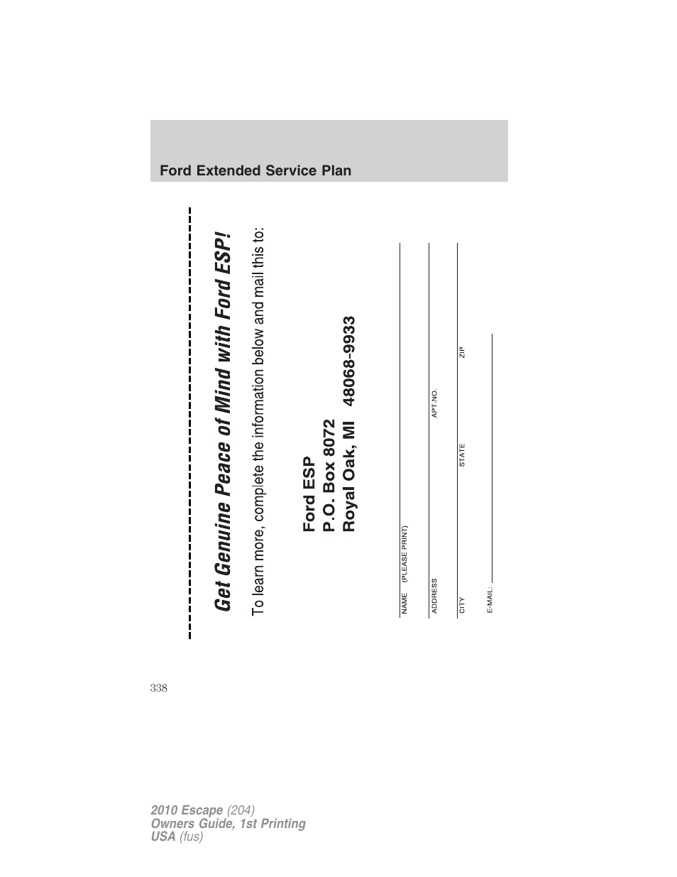FORD 2010 Escape v.1 User Manual | Page 338 / 345
