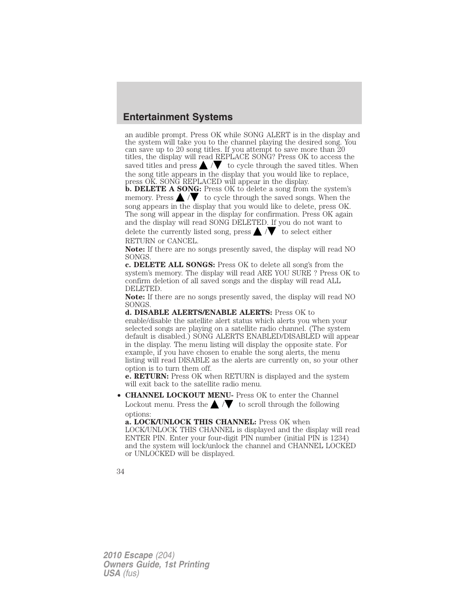 Entertainment systems | FORD 2010 Escape v.1 User Manual | Page 34 / 345