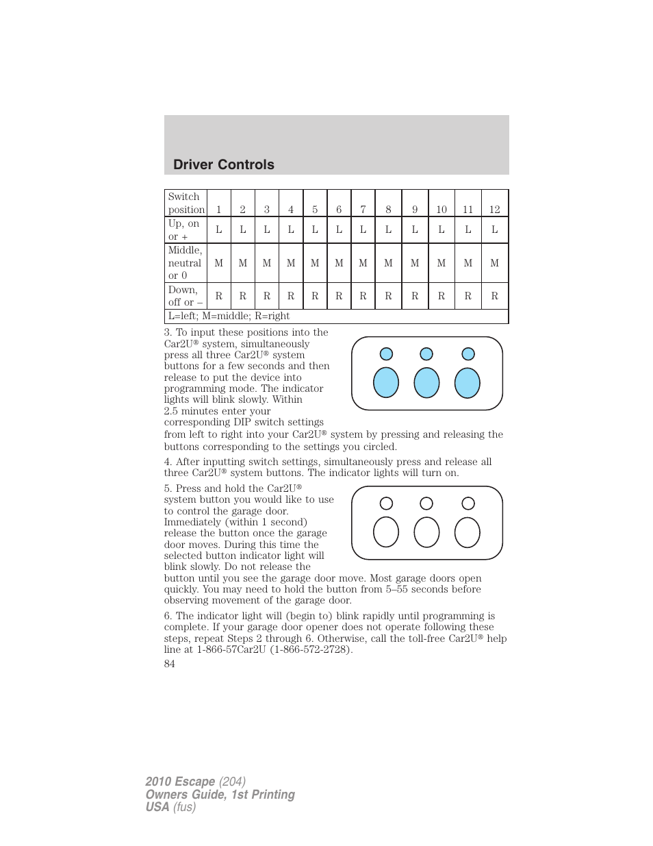 Driver controls | FORD 2010 Escape v.1 User Manual | Page 84 / 345