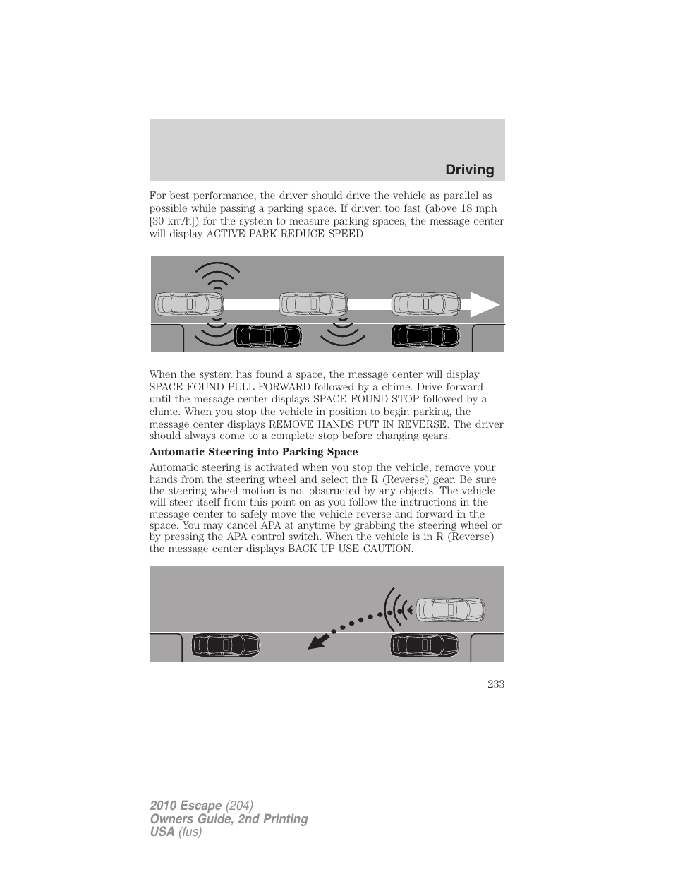 Driving | FORD 2010 Escape v.2 User Manual | Page 233 / 344