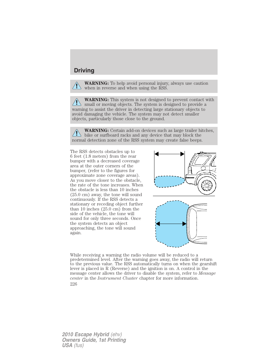 Driving | FORD 2010 Escape Hybrid v.1 User Manual | Page 226 / 352