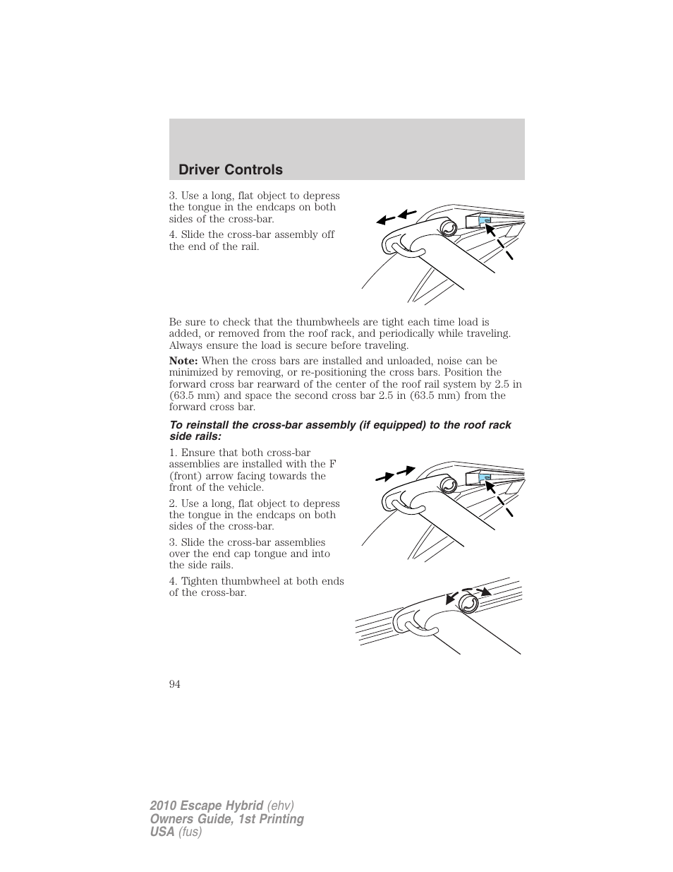 Driver controls | FORD 2010 Escape Hybrid v.1 User Manual | Page 94 / 352