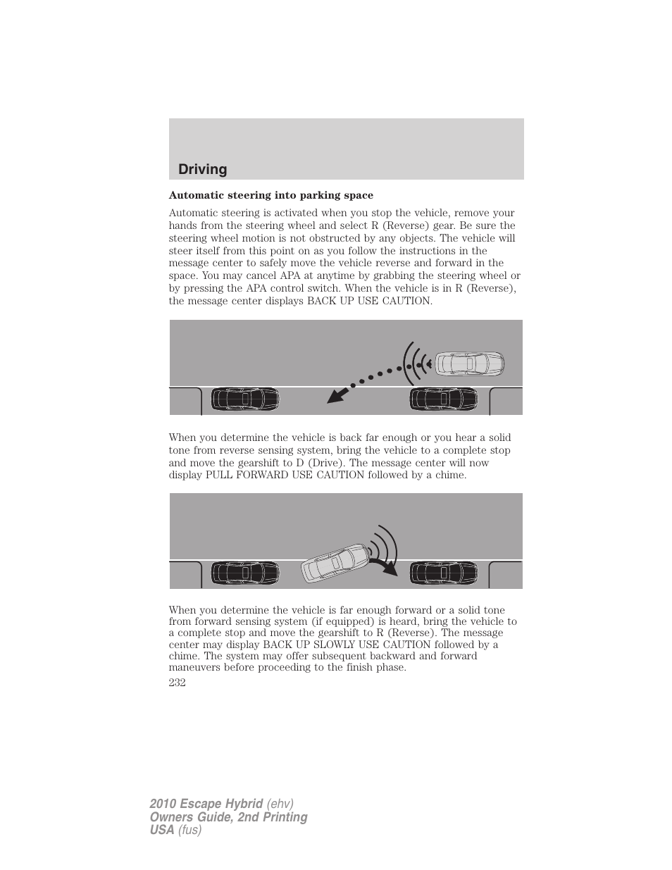Driving | FORD 2010 Escape Hybrid v.2 User Manual | Page 232 / 353