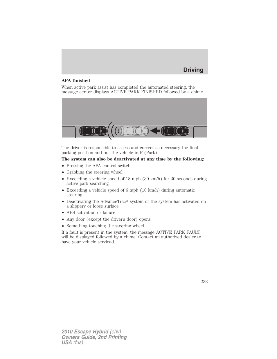 Driving | FORD 2010 Escape Hybrid v.2 User Manual | Page 233 / 353