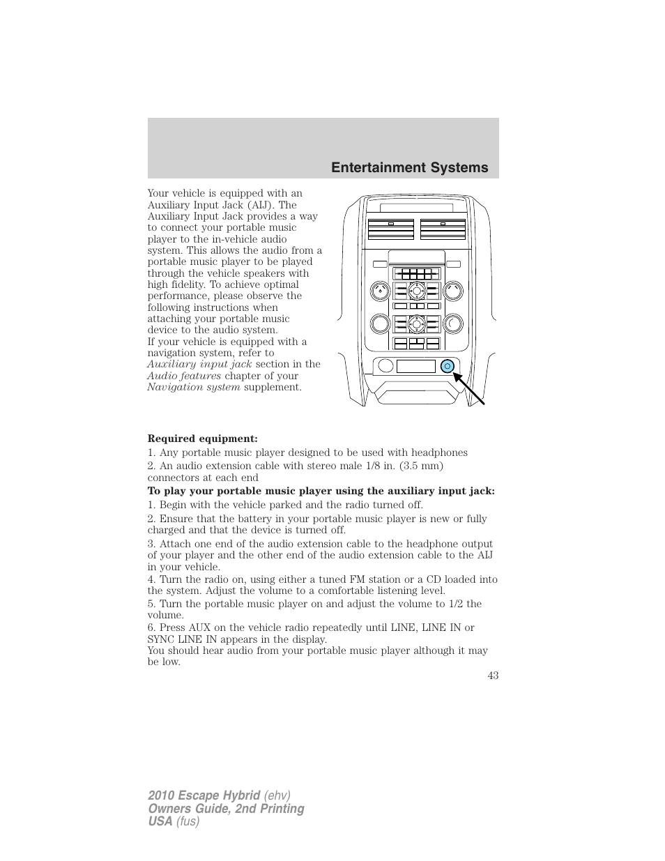 FORD 2010 Escape Hybrid v.2 User Manual | Page 43 / 353