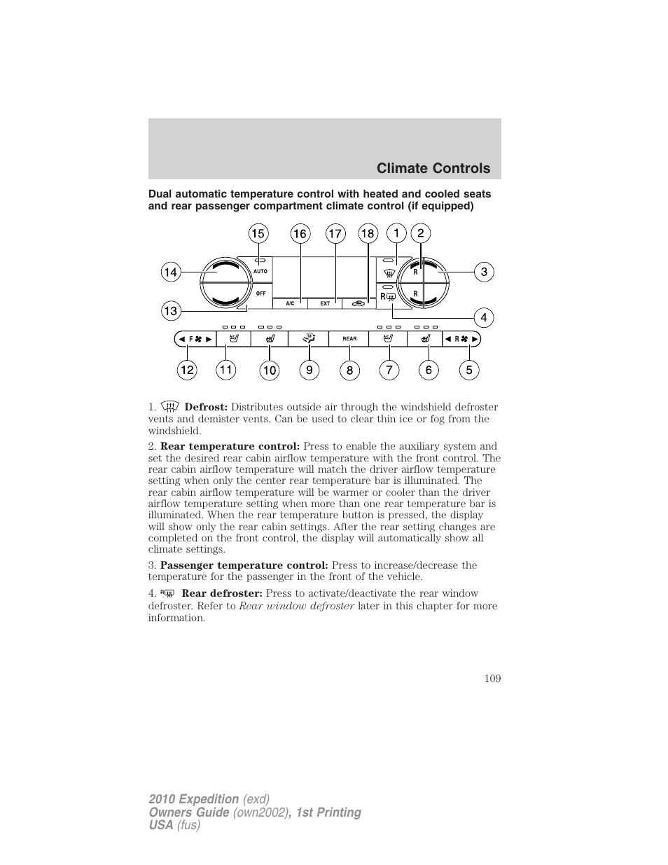 Climate controls | FORD 2010 Expedition v.1 User Manual | Page 109 / 420