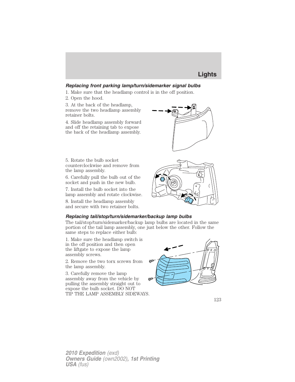 Lights | FORD 2010 Expedition v.1 User Manual | Page 123 / 420