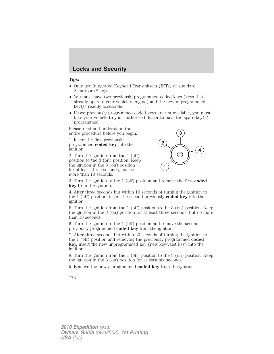 Locks and security | FORD 2010 Expedition v.1 User Manual | Page 176 / 420