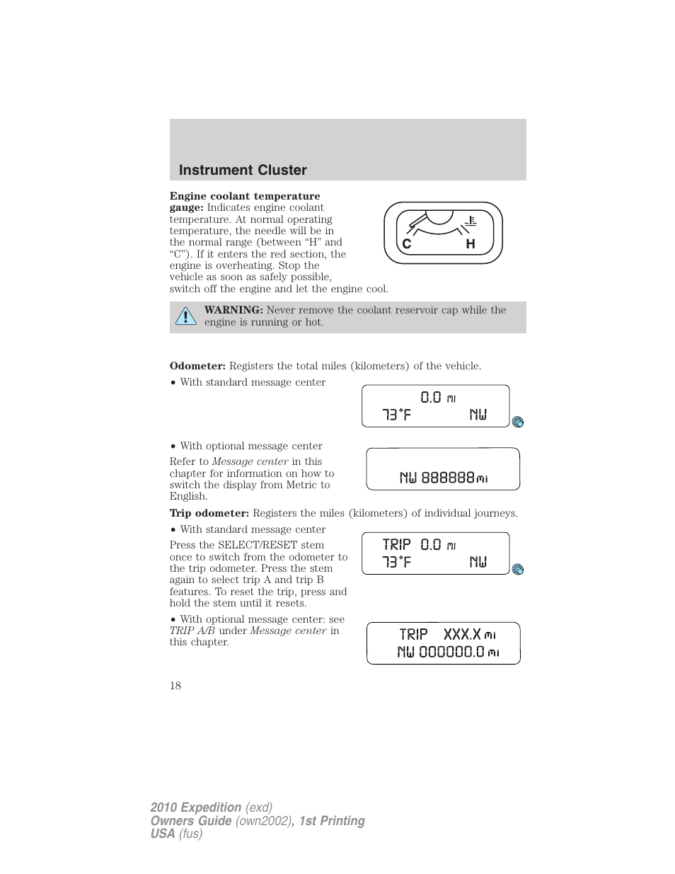 Instrument cluster | FORD 2010 Expedition v.1 User Manual | Page 18 / 420