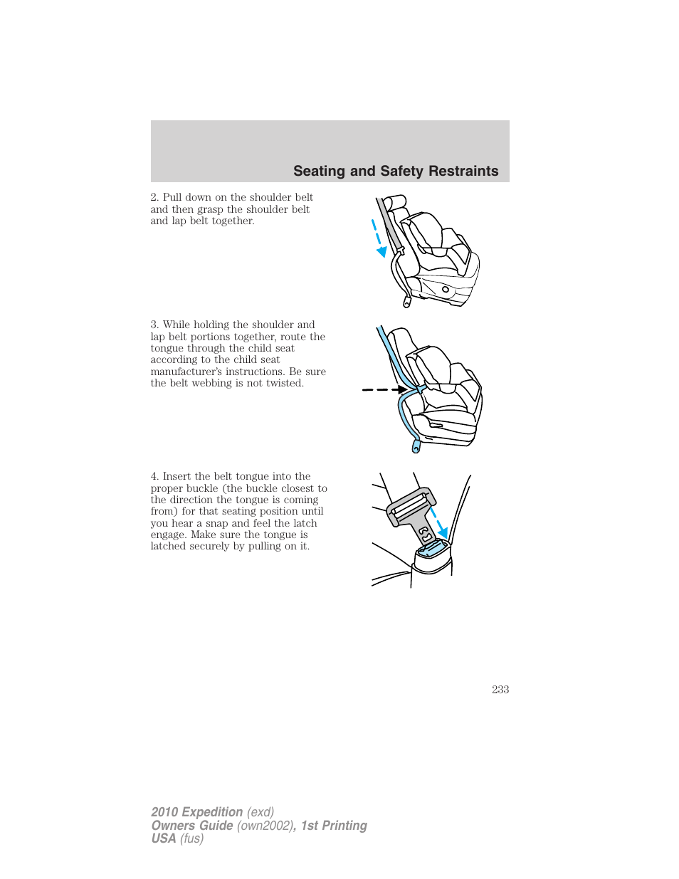 Seating and safety restraints | FORD 2010 Expedition v.1 User Manual | Page 233 / 420