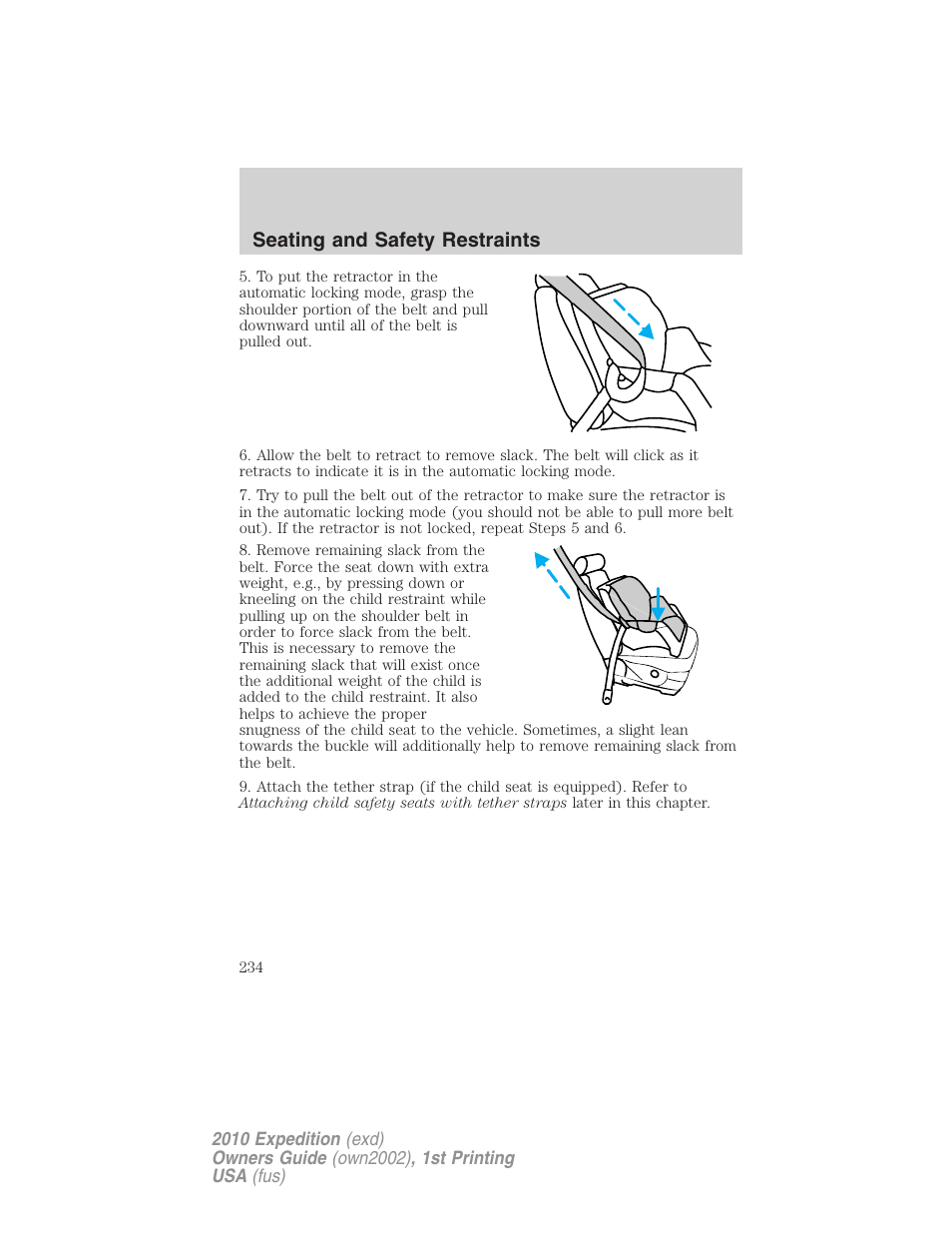 Seating and safety restraints | FORD 2010 Expedition v.1 User Manual | Page 234 / 420