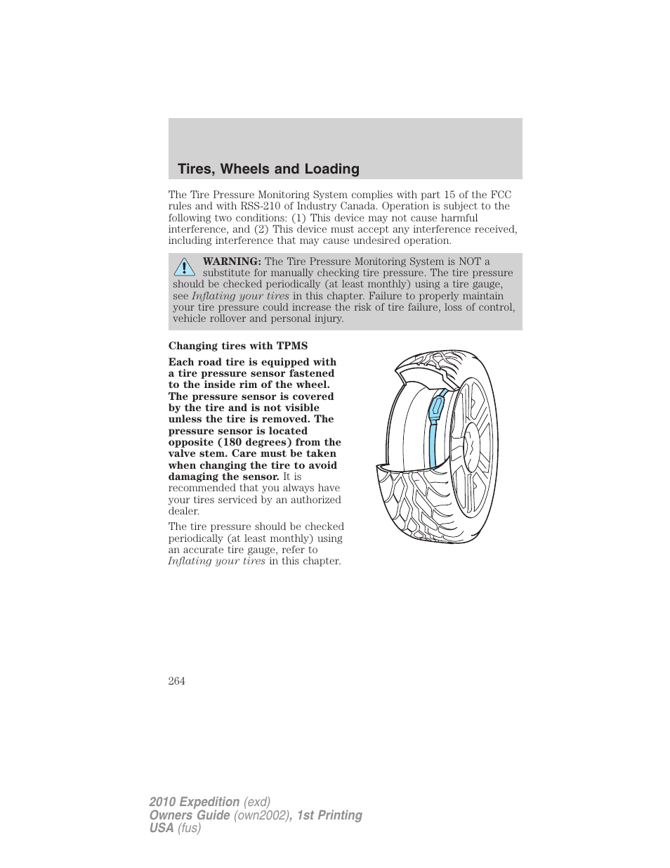 Tires, wheels and loading | FORD 2010 Expedition v.1 User Manual | Page 264 / 420