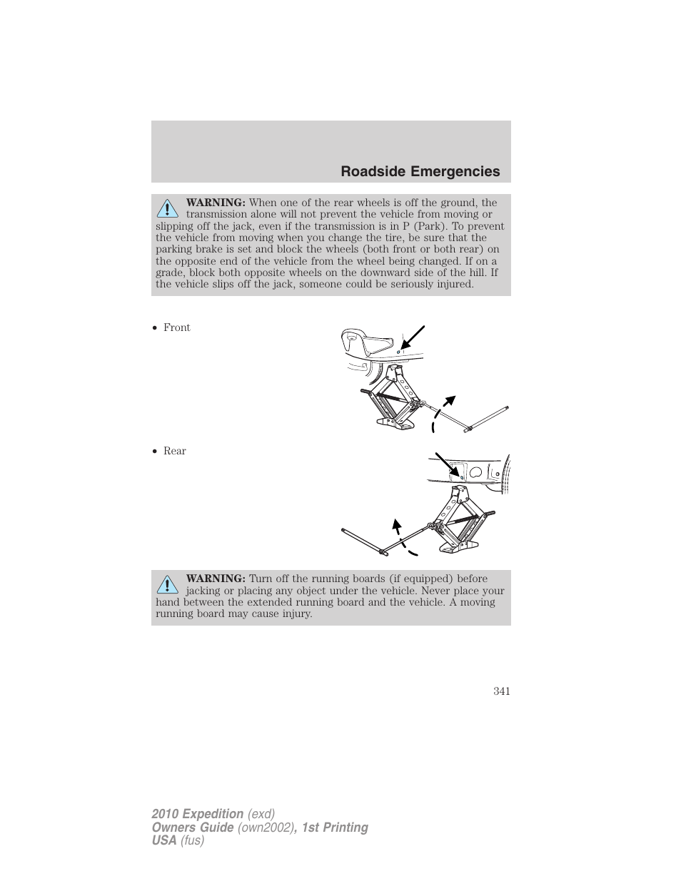 Roadside emergencies | FORD 2010 Expedition v.1 User Manual | Page 341 / 420