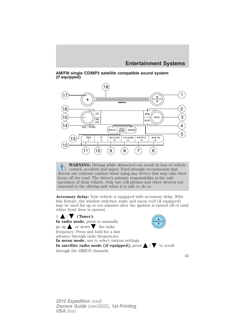 Am/fm stereo with cd, Entertainment systems | FORD 2010 Expedition v.1 User Manual | Page 43 / 420