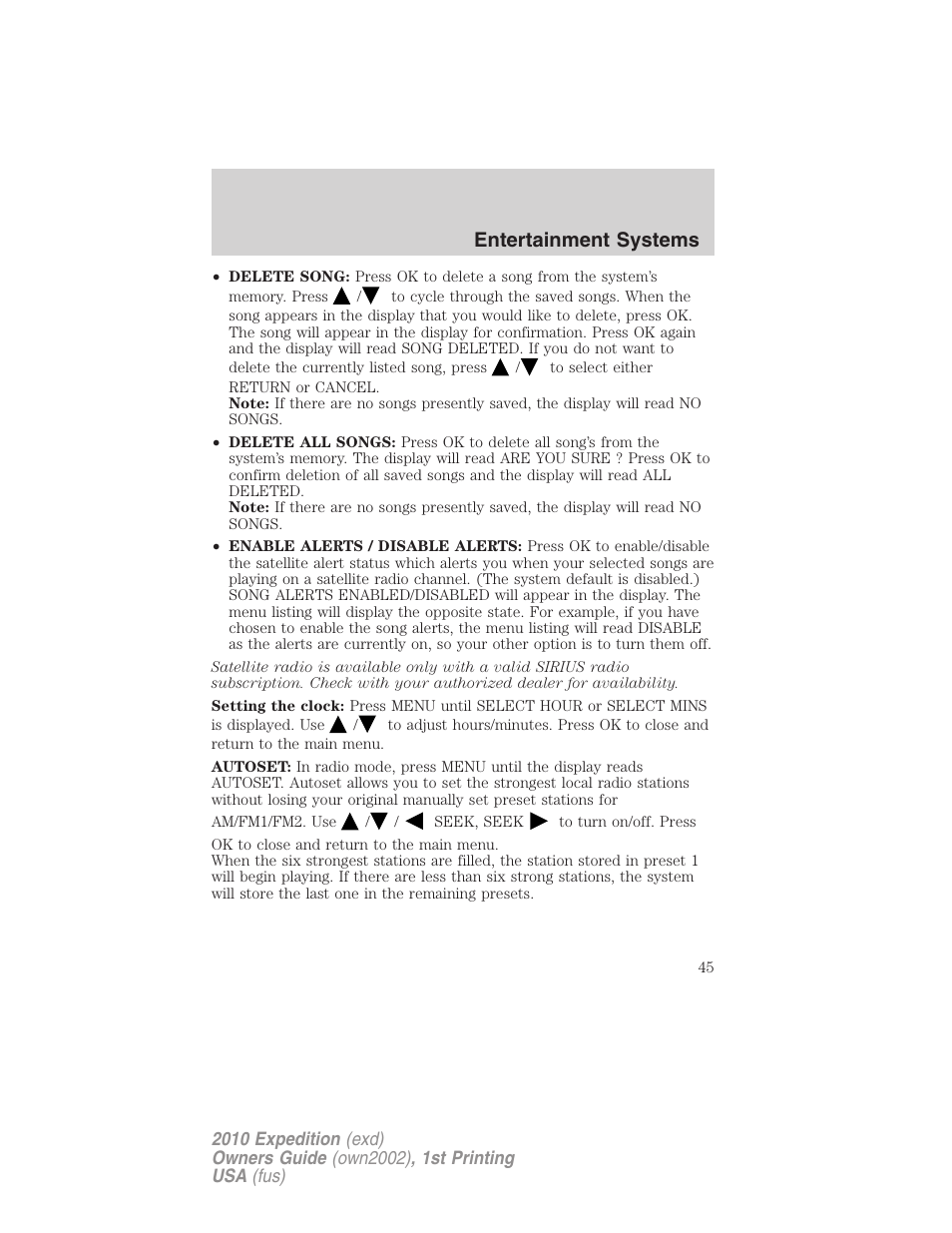 Entertainment systems | FORD 2010 Expedition v.1 User Manual | Page 45 / 420