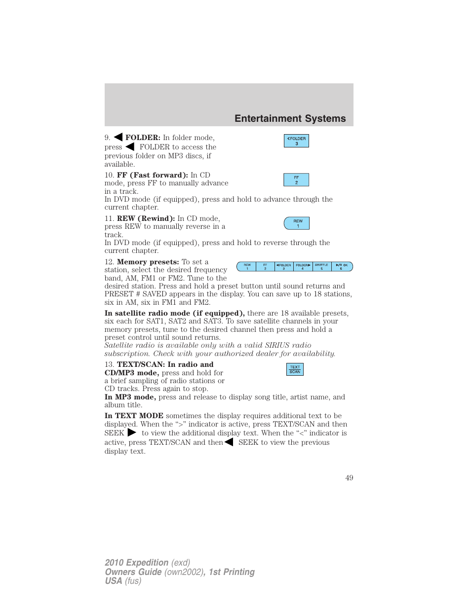 Entertainment systems | FORD 2010 Expedition v.1 User Manual | Page 49 / 420