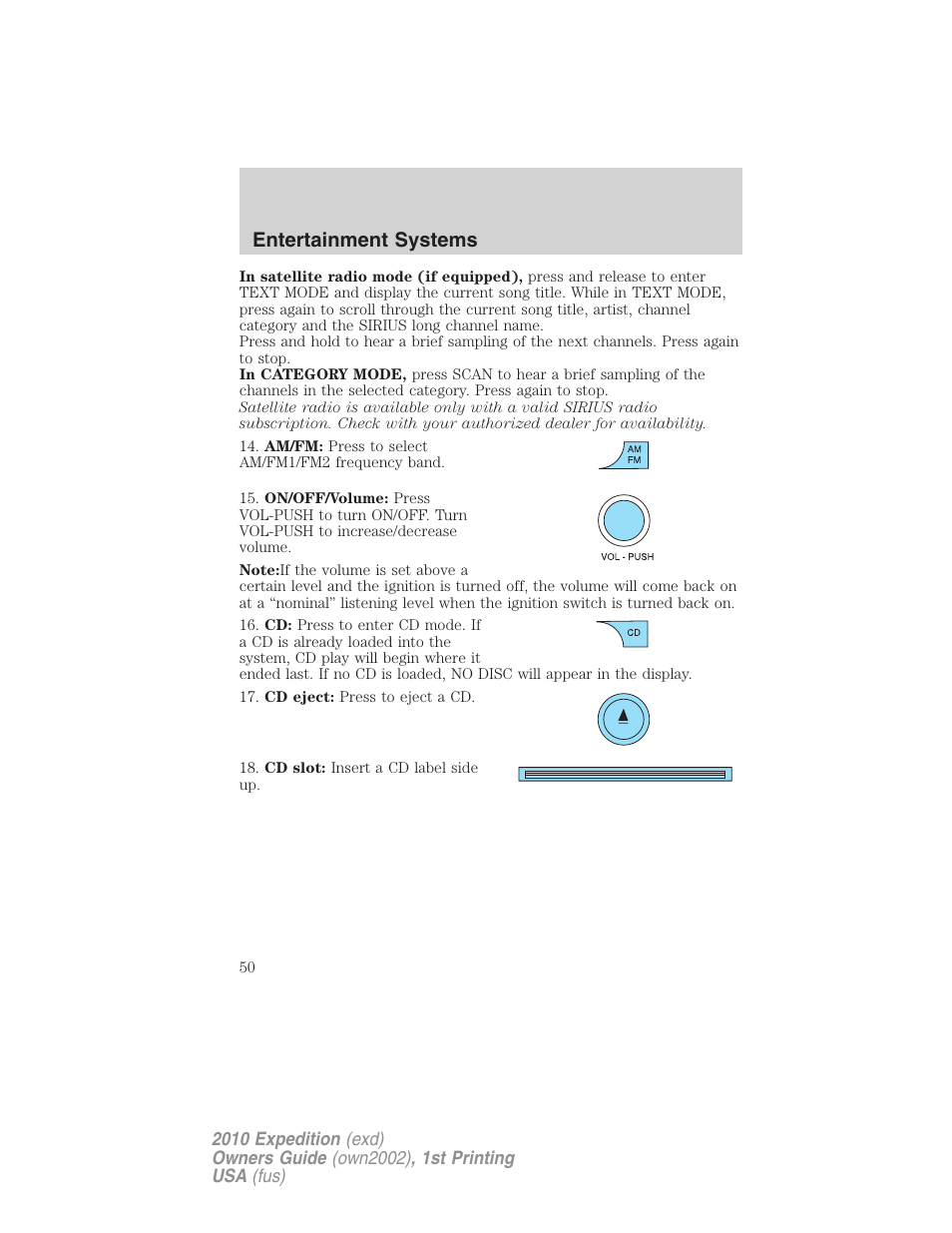 Entertainment systems | FORD 2010 Expedition v.1 User Manual | Page 50 / 420