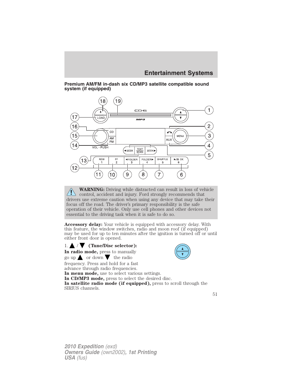 Am/fm stereo with in-dash six cd, Entertainment systems | FORD 2010 Expedition v.1 User Manual | Page 51 / 420