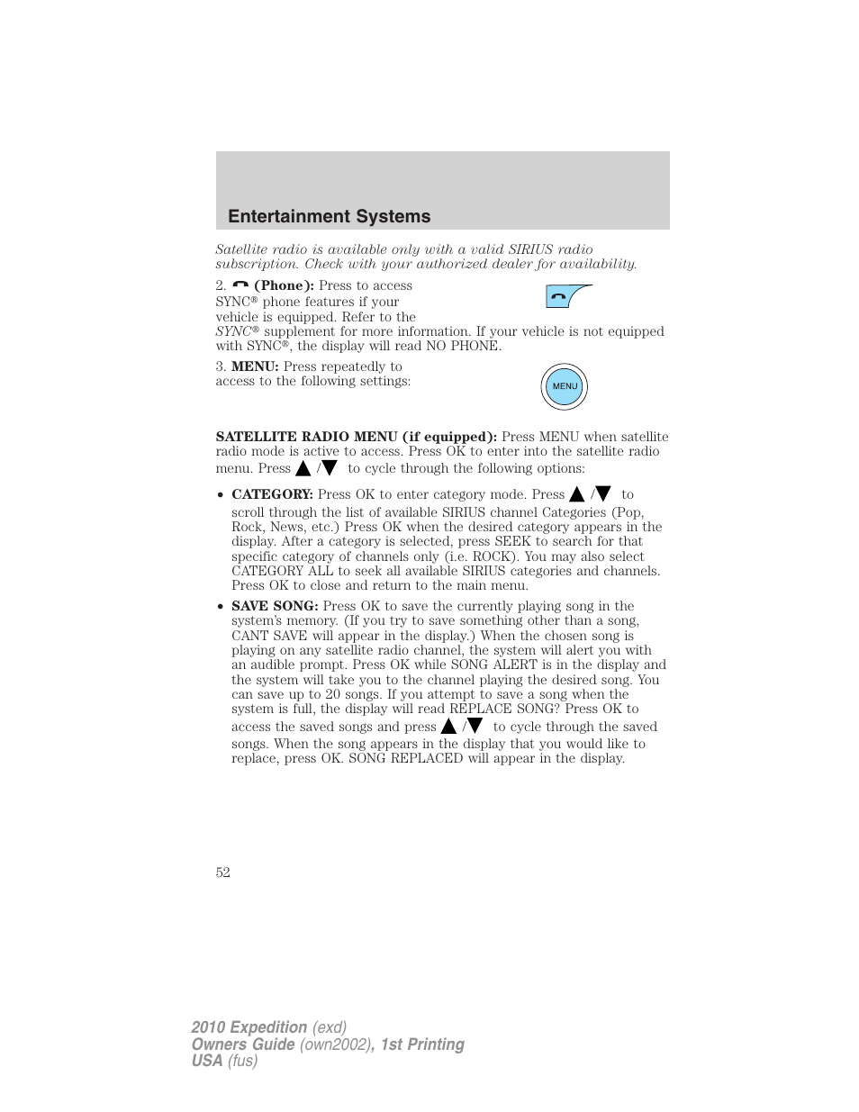 Entertainment systems | FORD 2010 Expedition v.1 User Manual | Page 52 / 420