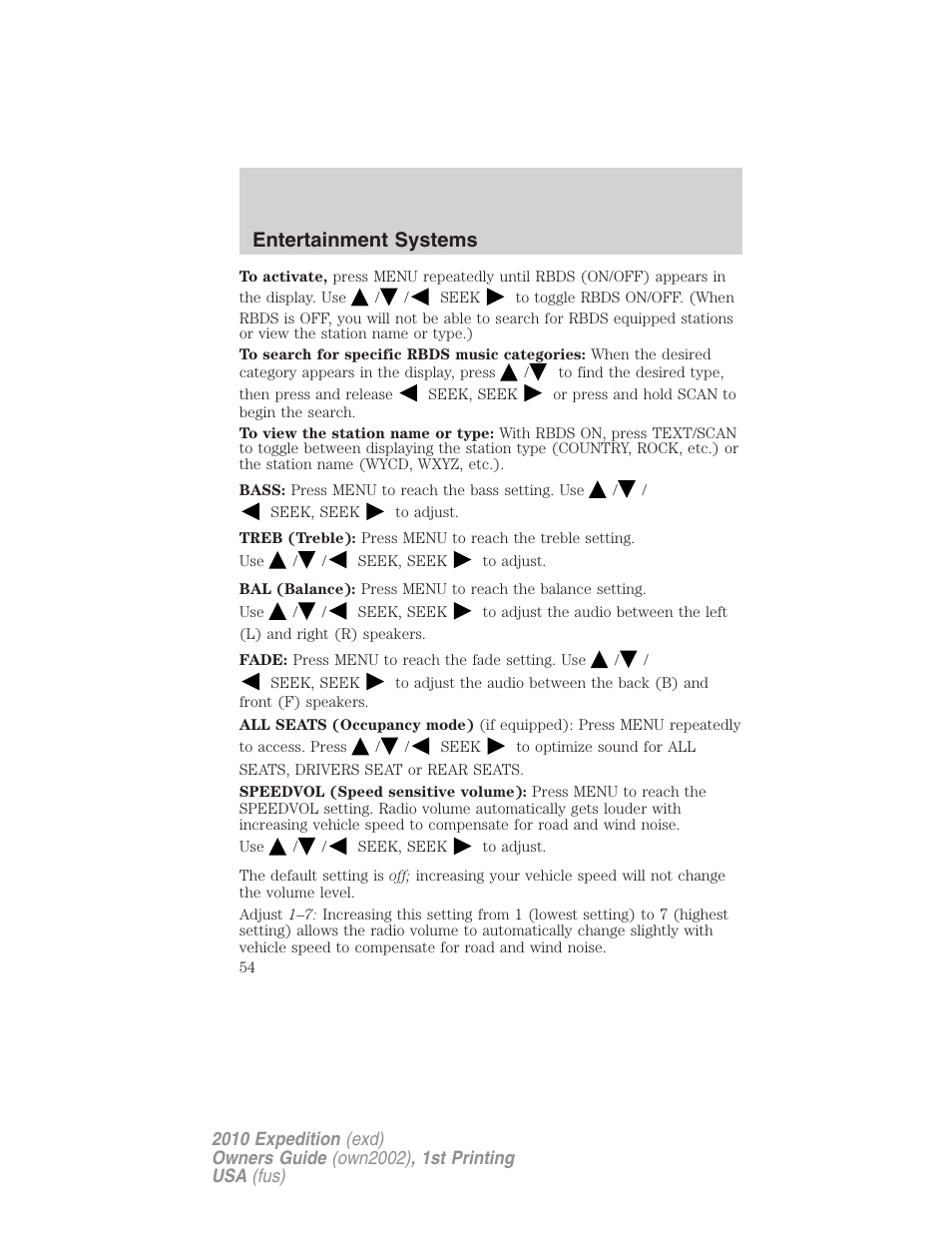 Entertainment systems | FORD 2010 Expedition v.1 User Manual | Page 54 / 420