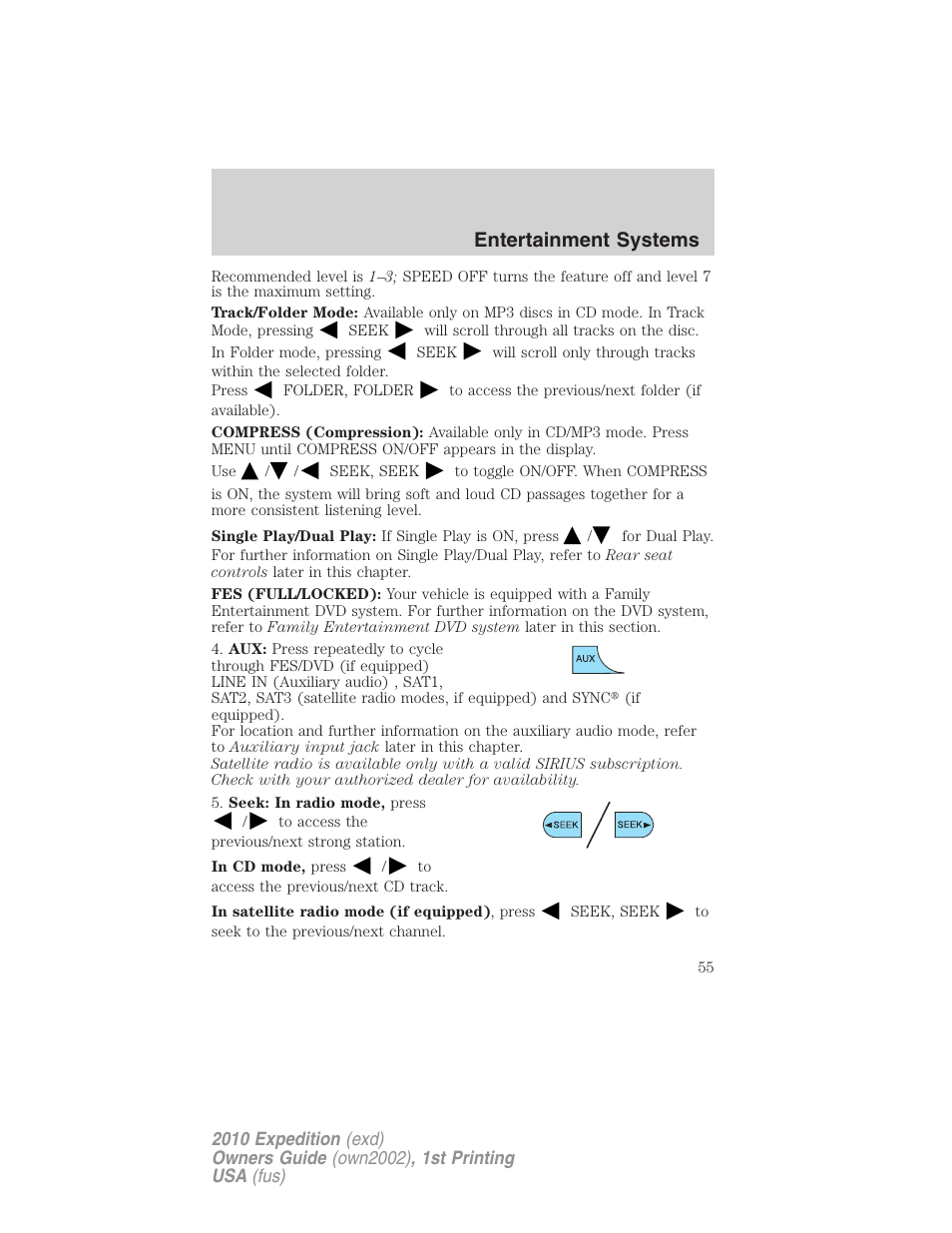 Entertainment systems | FORD 2010 Expedition v.1 User Manual | Page 55 / 420