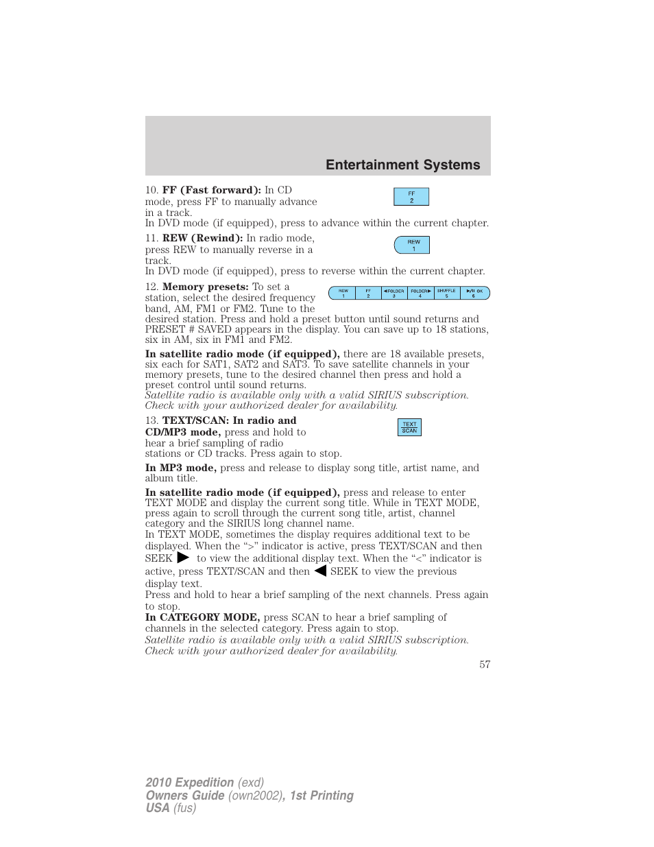 Entertainment systems | FORD 2010 Expedition v.1 User Manual | Page 57 / 420