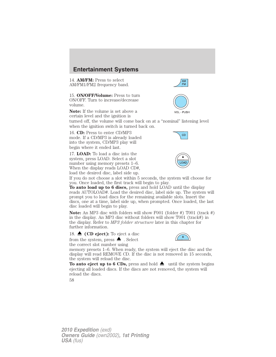 Entertainment systems | FORD 2010 Expedition v.1 User Manual | Page 58 / 420