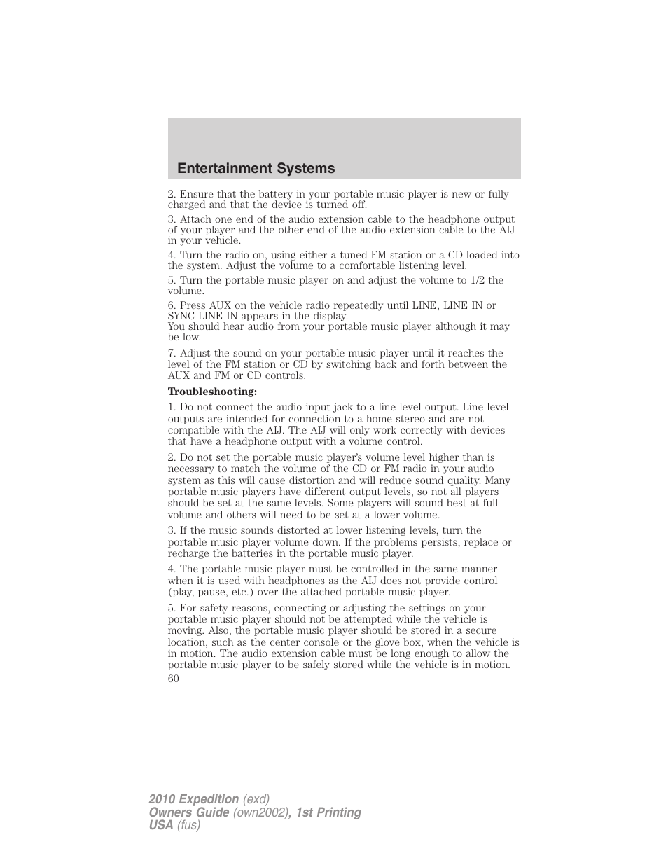 Entertainment systems | FORD 2010 Expedition v.1 User Manual | Page 60 / 420