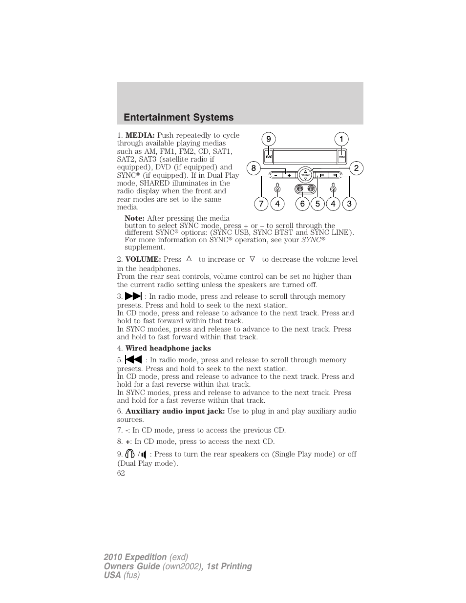 Entertainment systems | FORD 2010 Expedition v.1 User Manual | Page 62 / 420