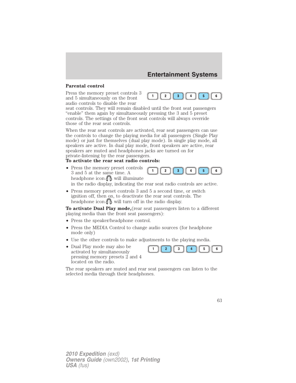 Entertainment systems | FORD 2010 Expedition v.1 User Manual | Page 63 / 420