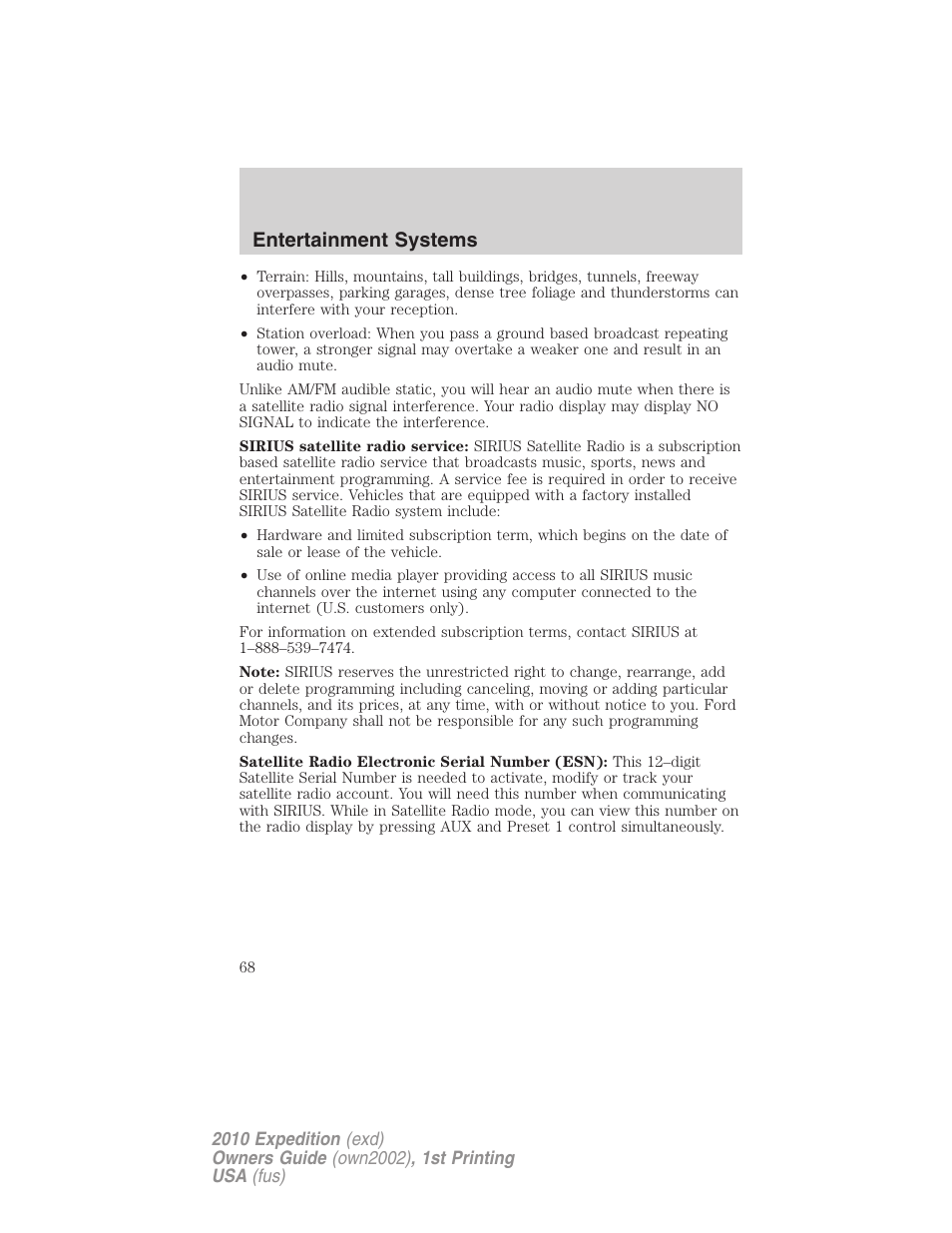 Entertainment systems | FORD 2010 Expedition v.1 User Manual | Page 68 / 420