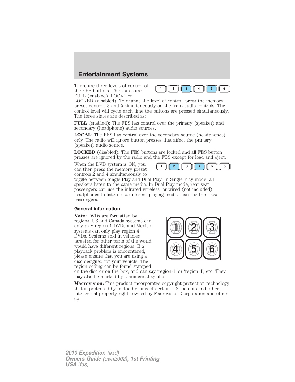 General information, Entertainment systems | FORD 2010 Expedition v.1 User Manual | Page 98 / 420