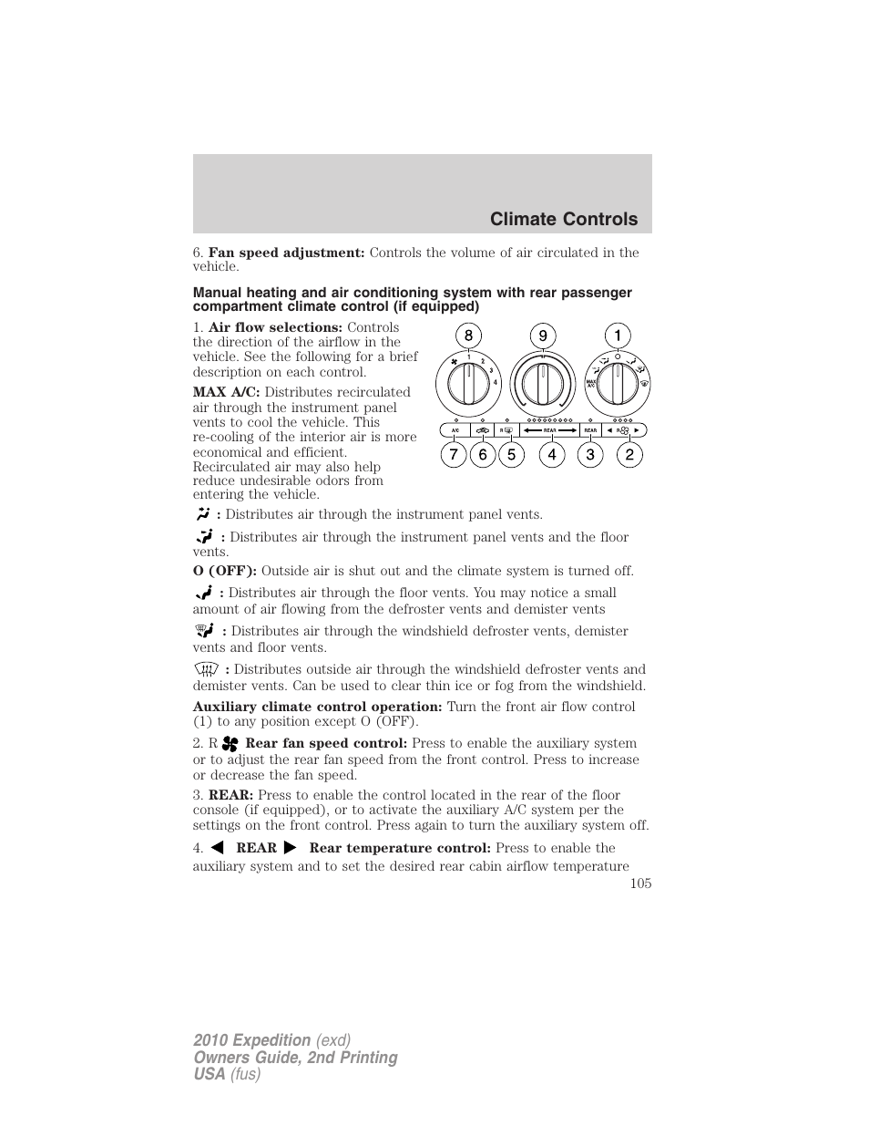 Climate controls | FORD 2010 Expedition v.2 User Manual | Page 105 / 424